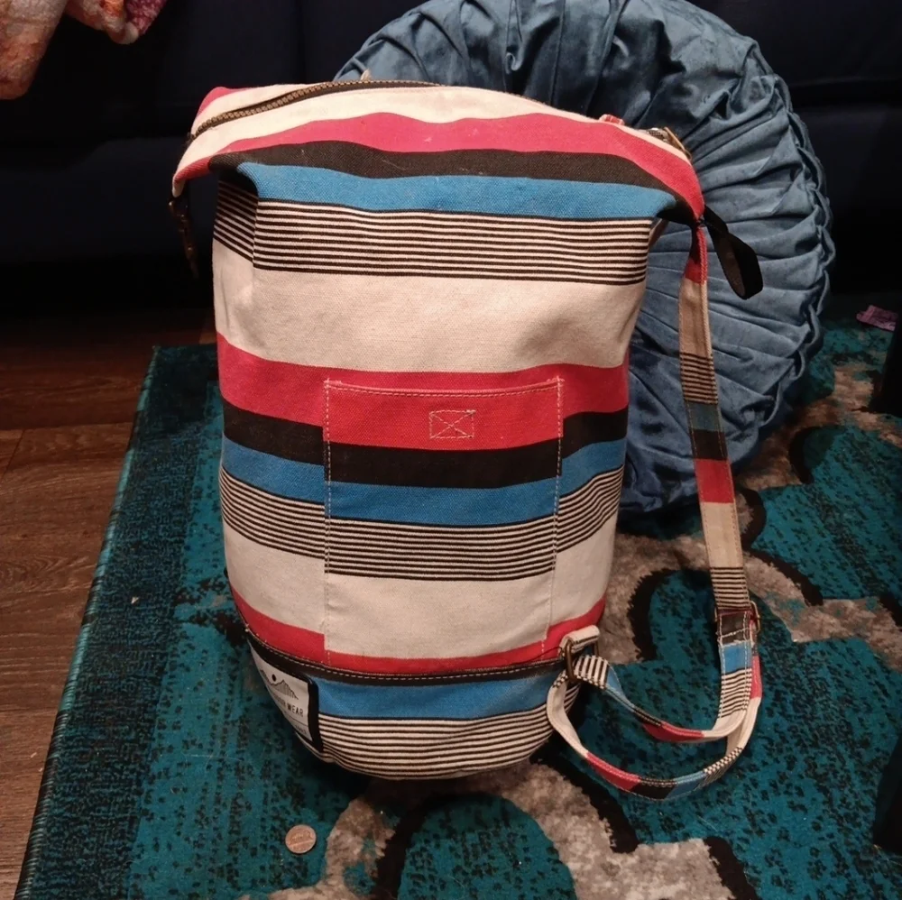 Kavu Striped Backpack - Red, Blue, Black